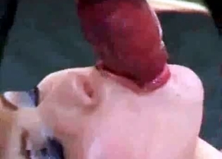 Fatty chick is trying to swallow a dog cock