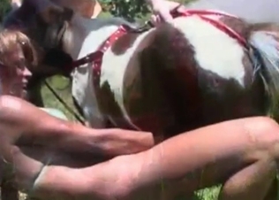Filthy as fuck bestiality action with an innocent pony